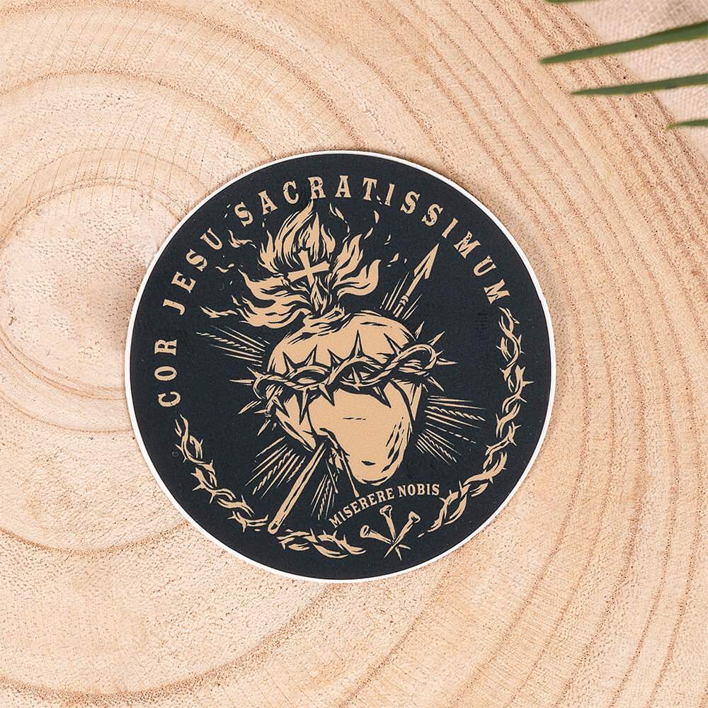 Sacred Heart of Jesus Latin Sticker - 3"