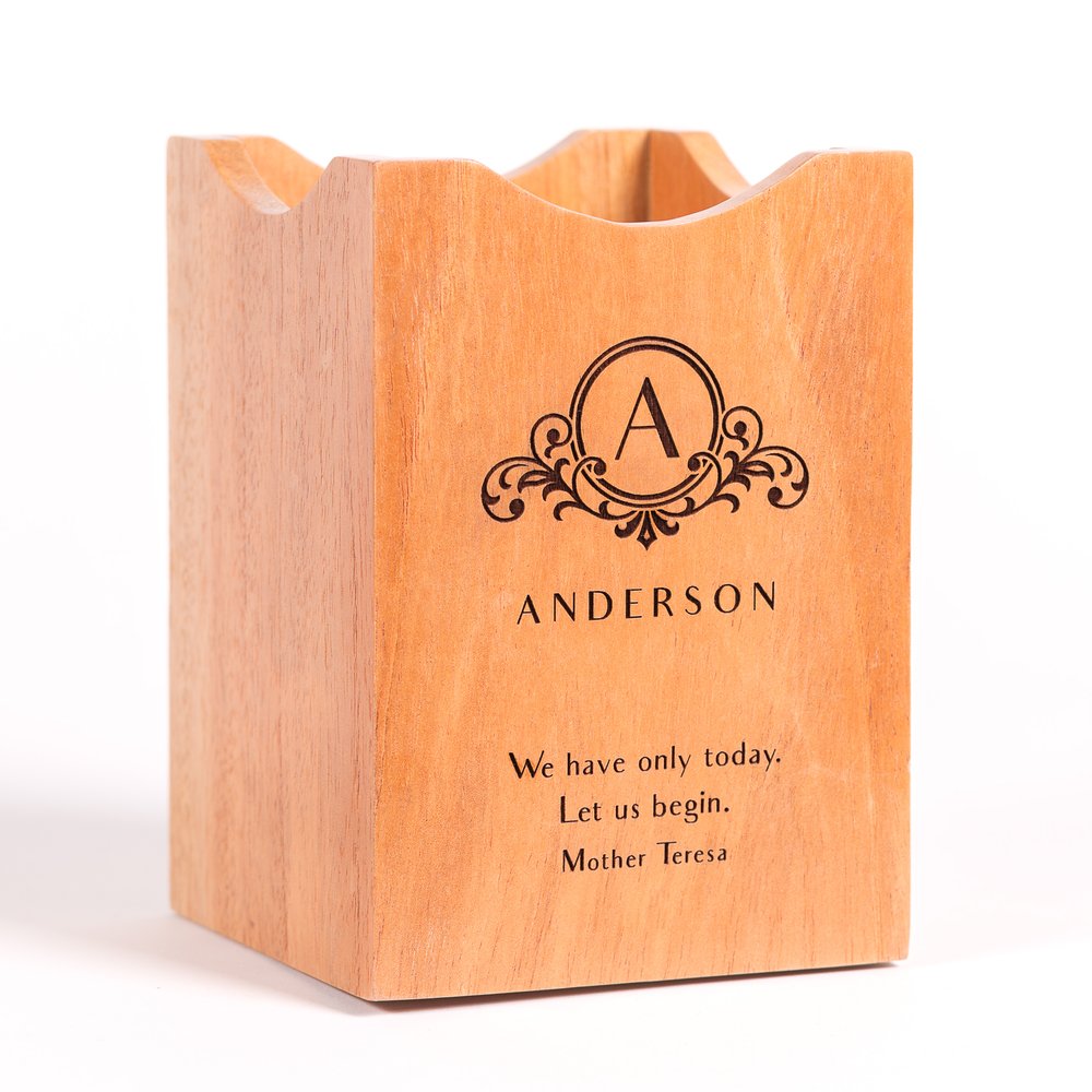 Personalized Mother Teresa Quote Wooden Utensil Holder