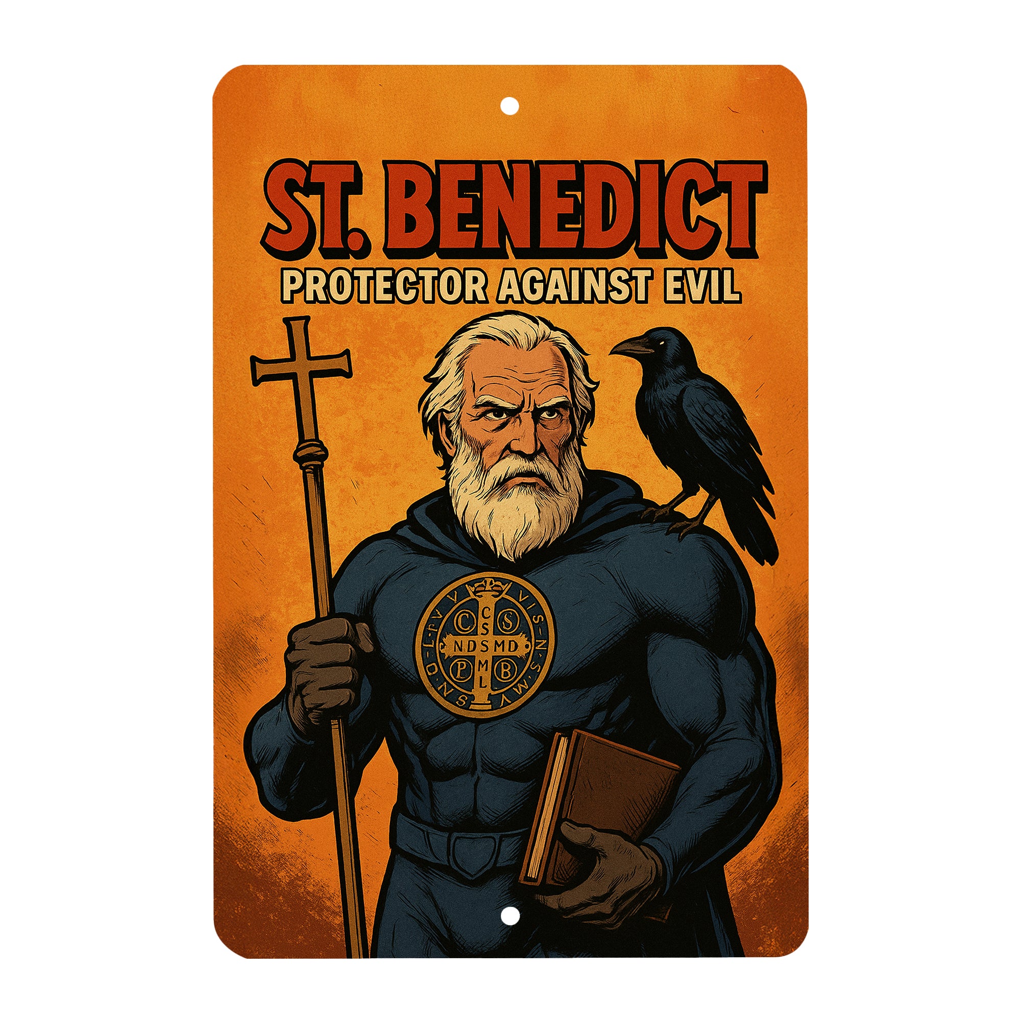 St. Benedict Superhero Tin Sign
