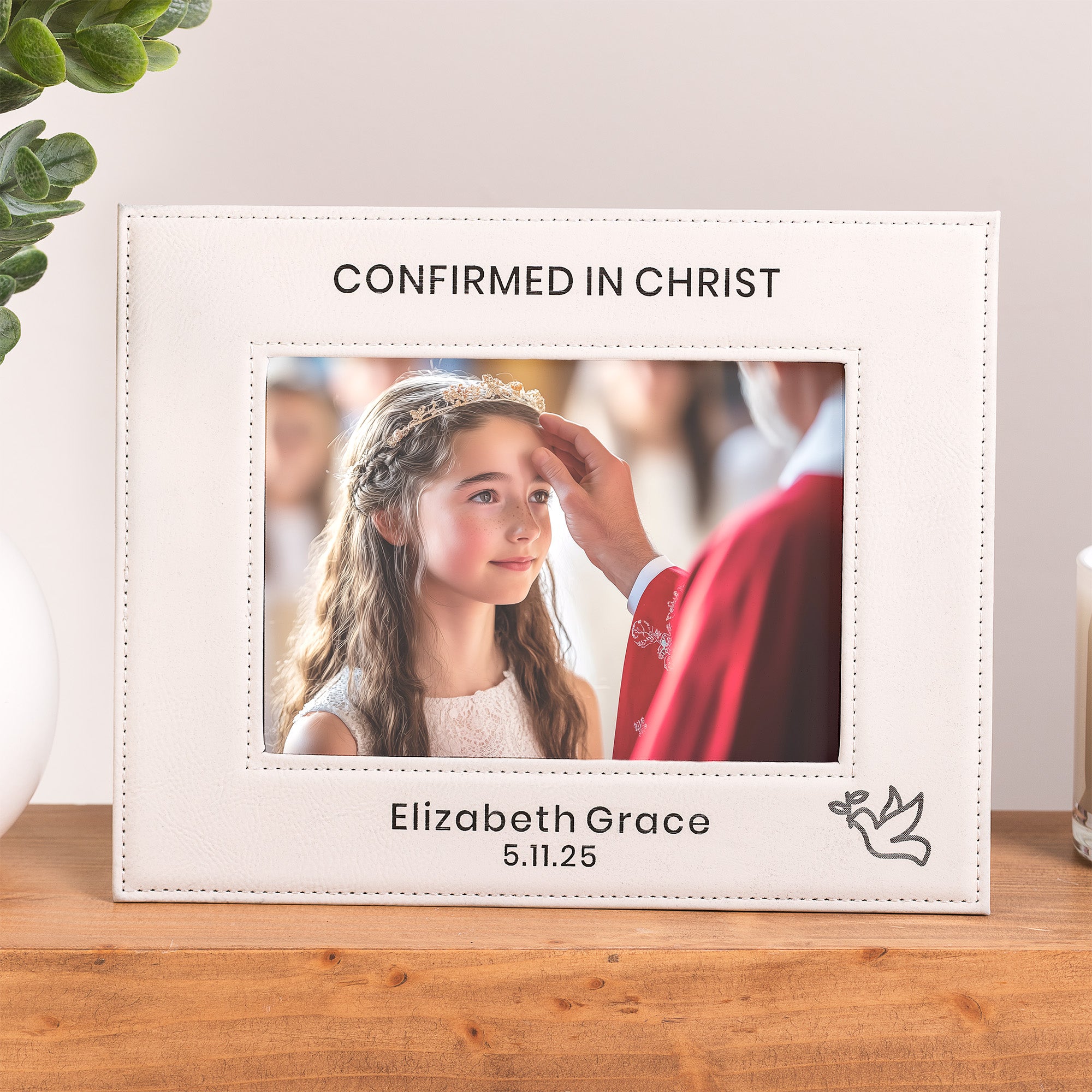 Personalized Leather Confirmation Frame
