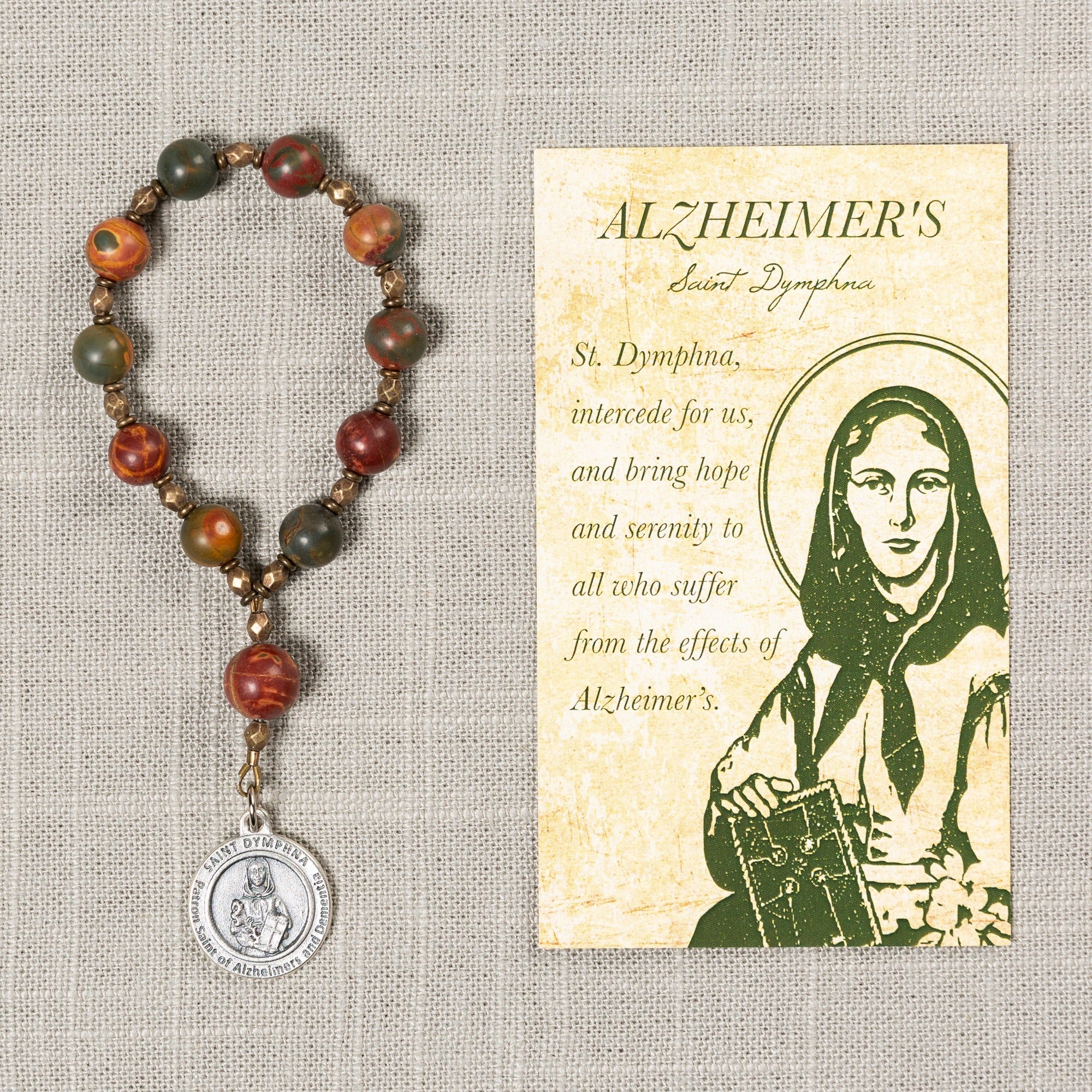 St. Dymphna Alzheimers/Dementia Decade Rosary with Card