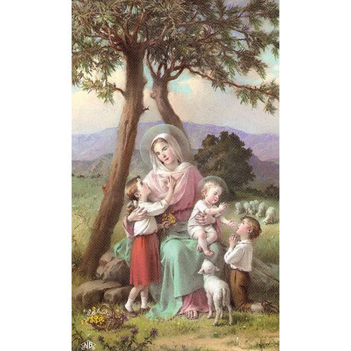 Mary w/ Children Personalized Prayer Card (Priced Per Card)