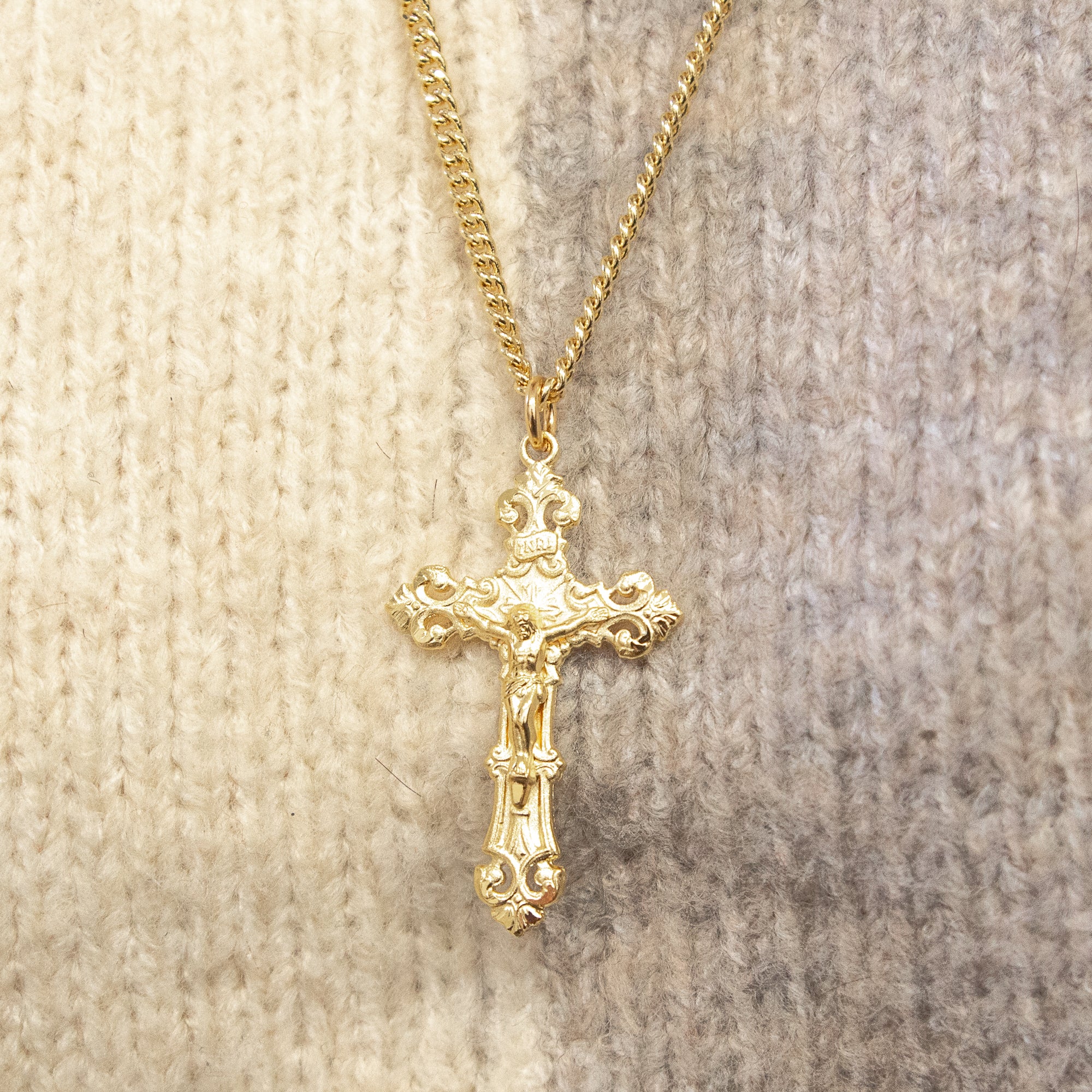 Gold/Sterling Silver Crucifix with 24 inch chain