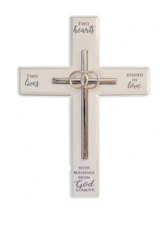 Two Hearts Wedding Wall Cross - 10"
