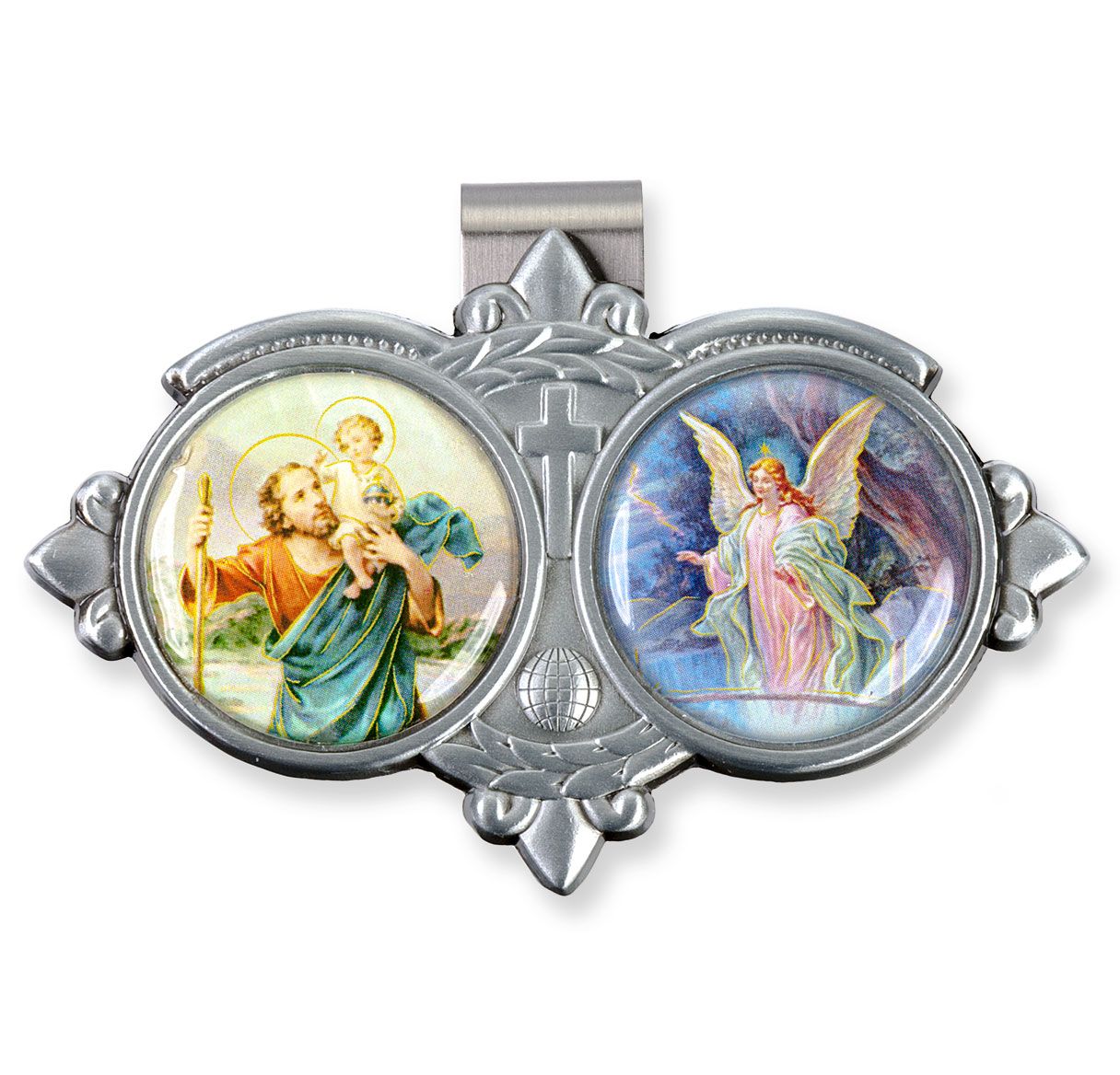 St. Christopher & Guardian Angel Colored Visor Clip
