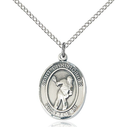 Sterling Silver St. Christopher Pendant/Lacrosse