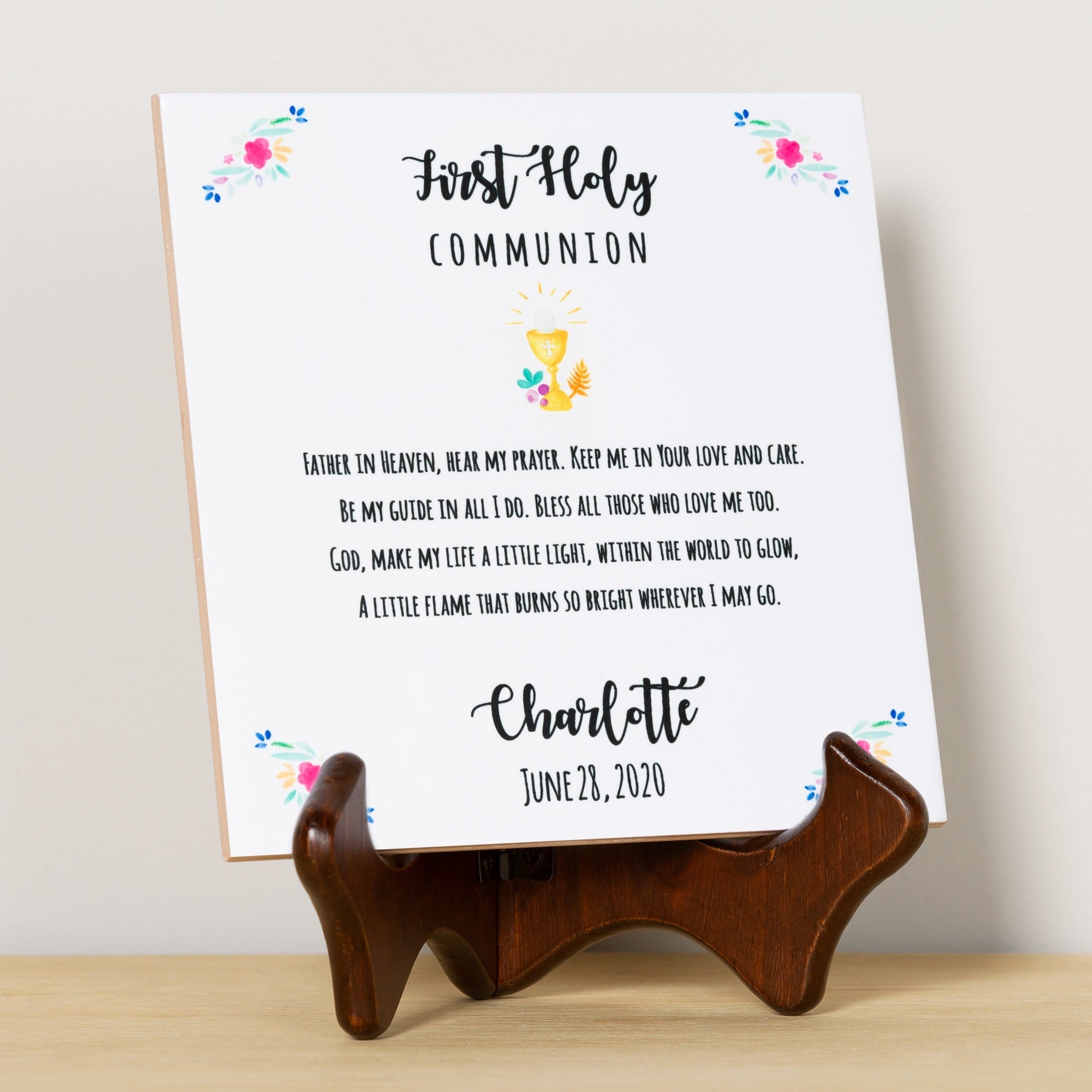 Personalized First Communion Prayer Tile for Girls