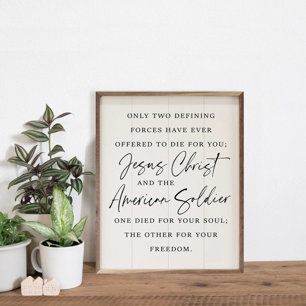Offering Their Lives - Jesus & the American Soldier Framed Art