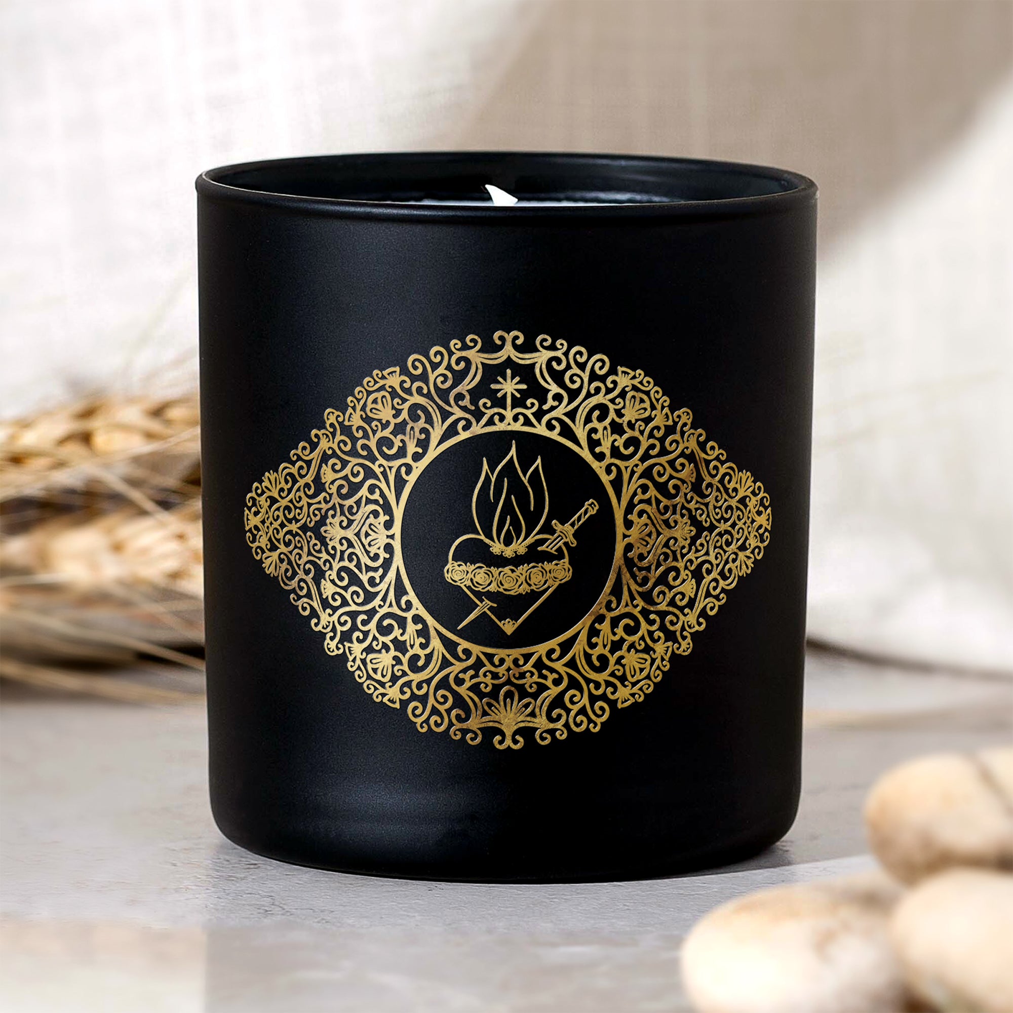 Immaculate Heart of Mary Gold Filigree Candle