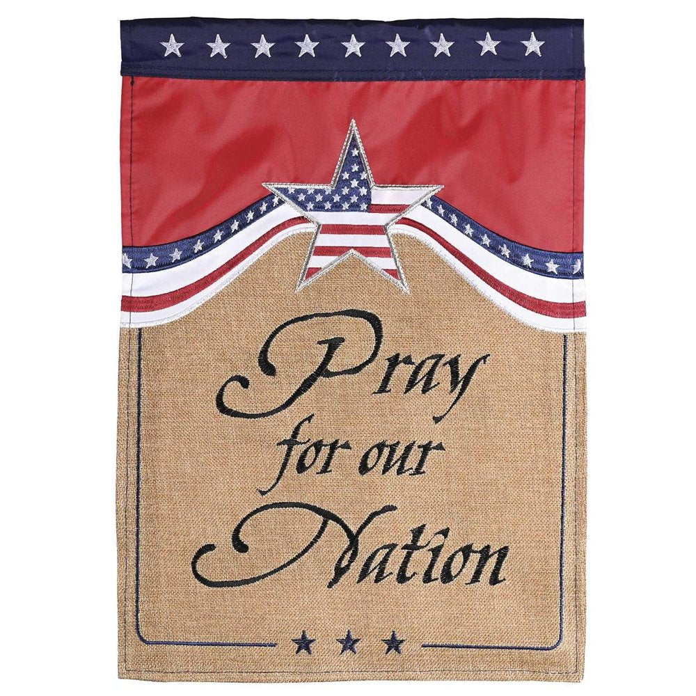 Pray for Our Nation Burlap Flag