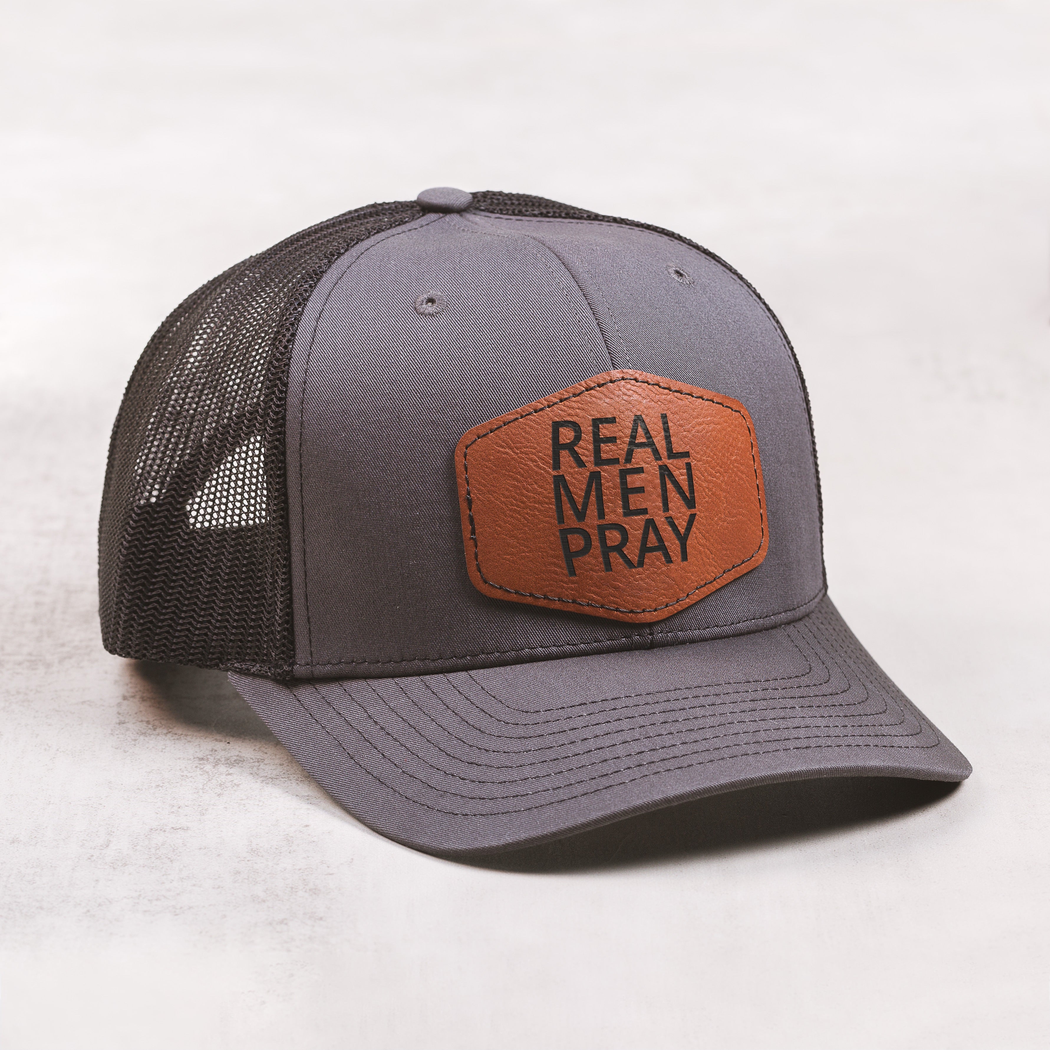 Real Men Pray Leather Patch Ball Cap