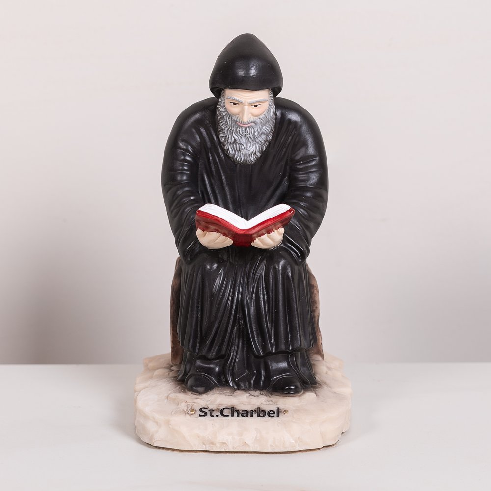 St. Charbel Seated/Reading Statue - 8"