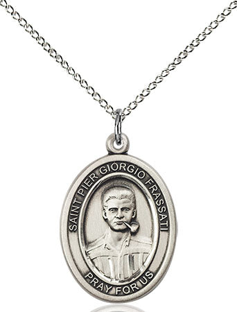 Sterling Silver Bl. Pier Giorgio Frassati Medal Necklace - 18" Chain