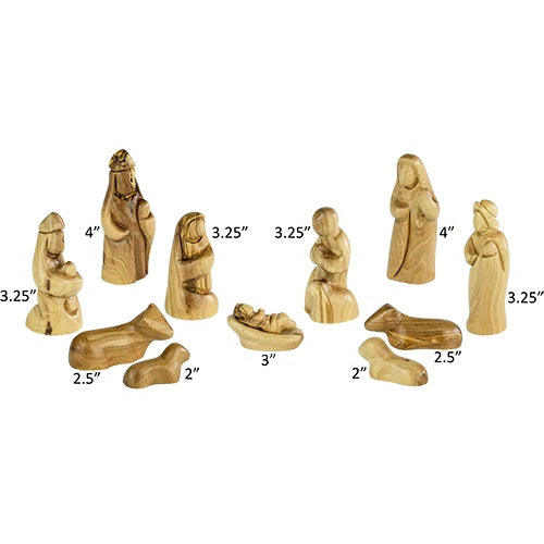 Contemporary Olive Wood Nativity Set - 12 Piece