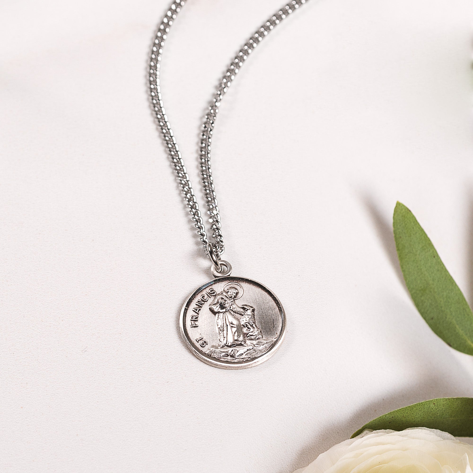 Petite Sterling Francis Lupo Medal Necklace The Catholic