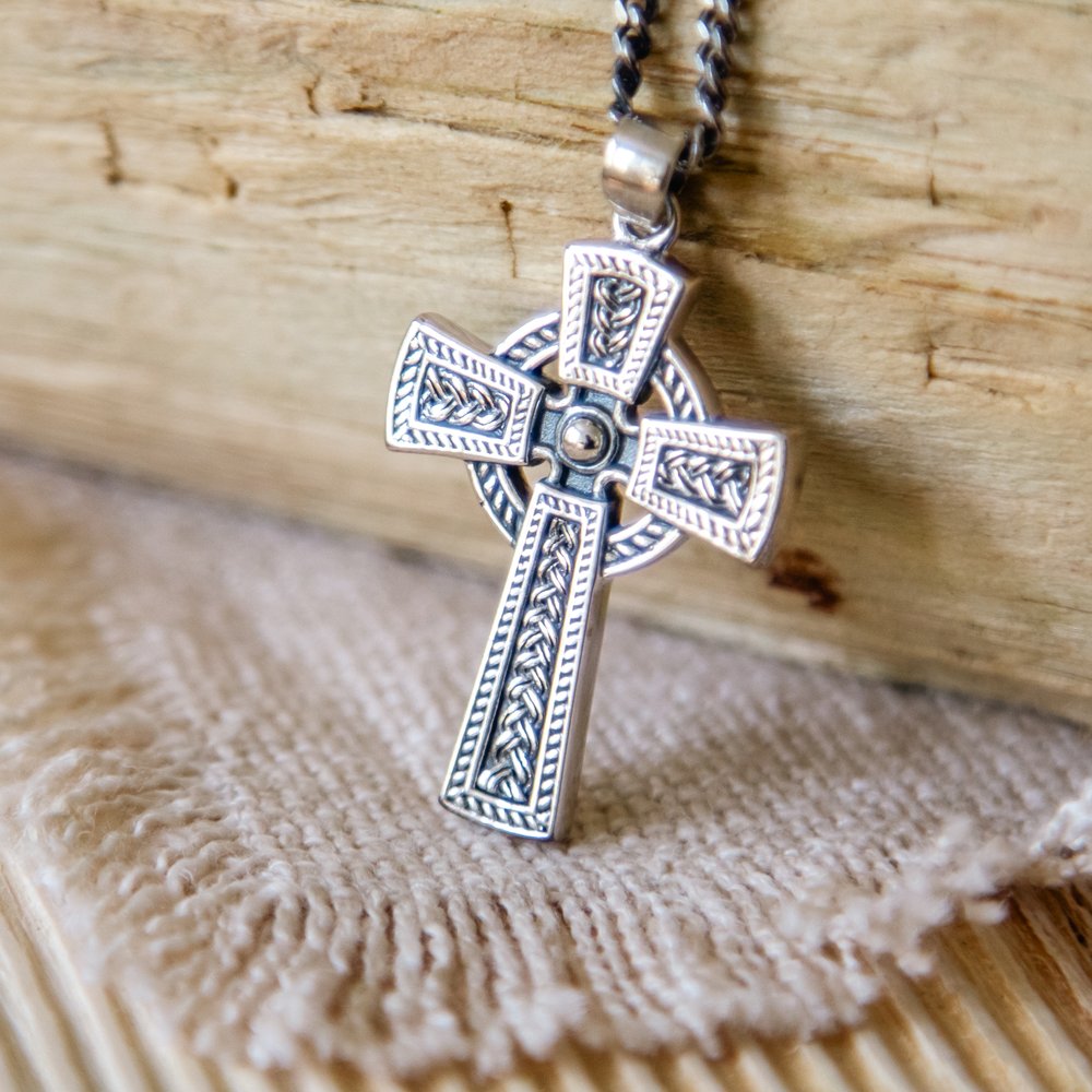 Sterling Silver Heavy Celtic Cross Necklace