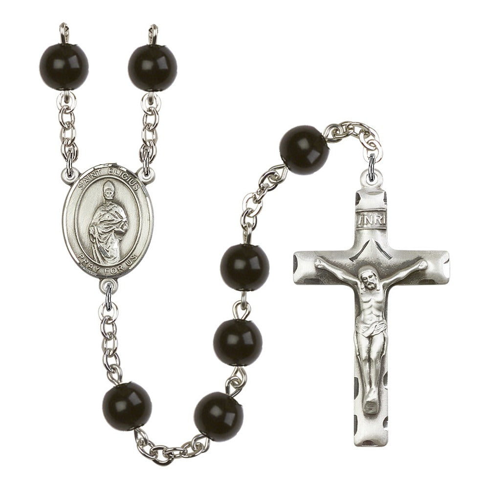St. Eligius 7mm Black Onyx Rosary