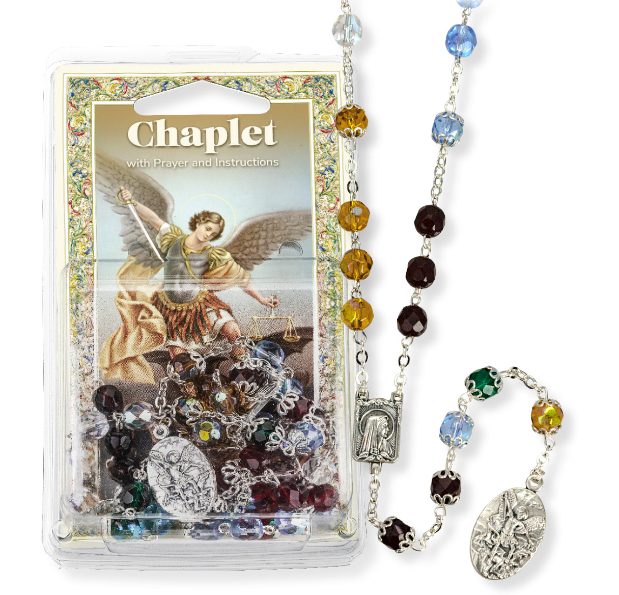 St. Michael Multicolor Chaplet and Prayer Card