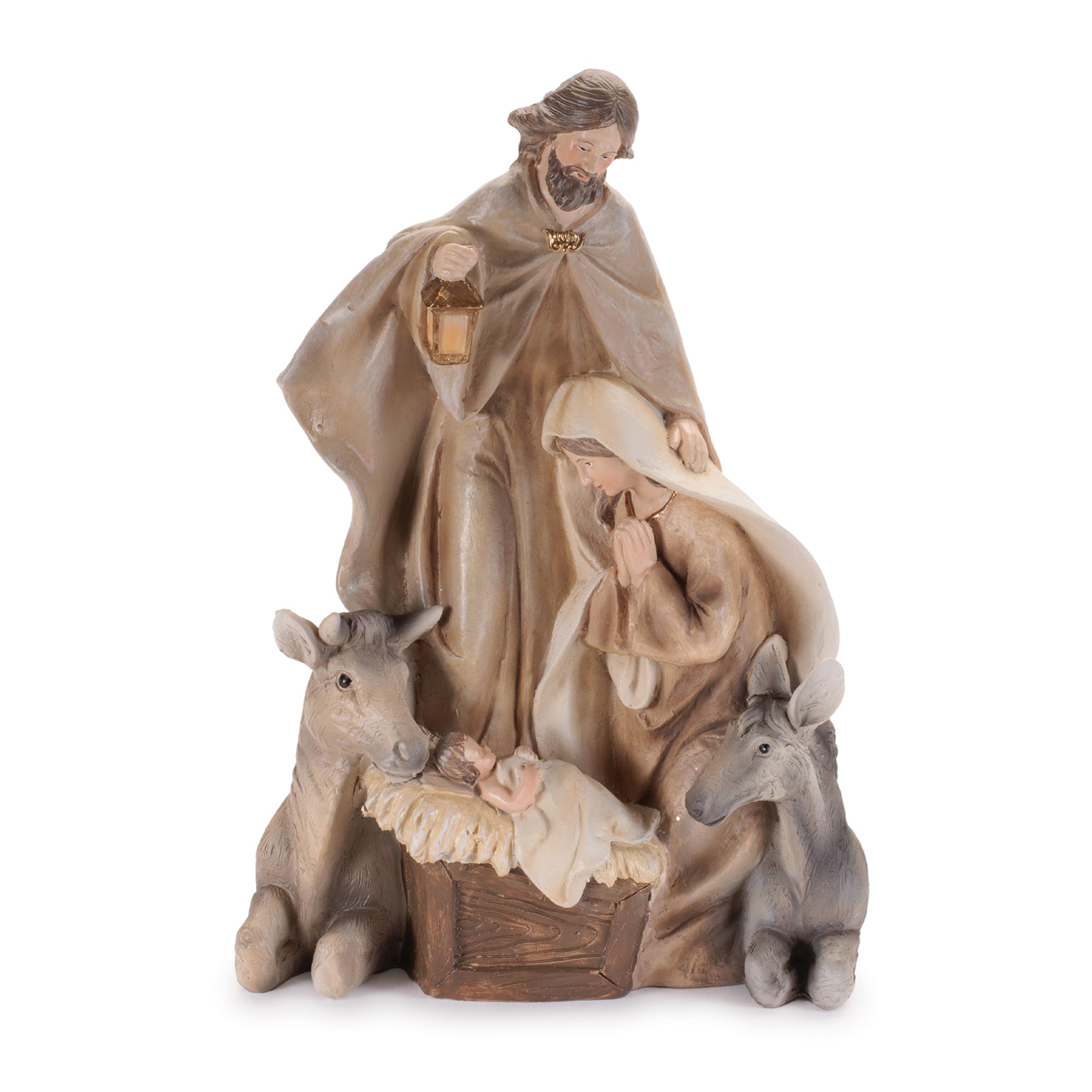 Holy Family & Animals One Piece Nativity Statue - 11"