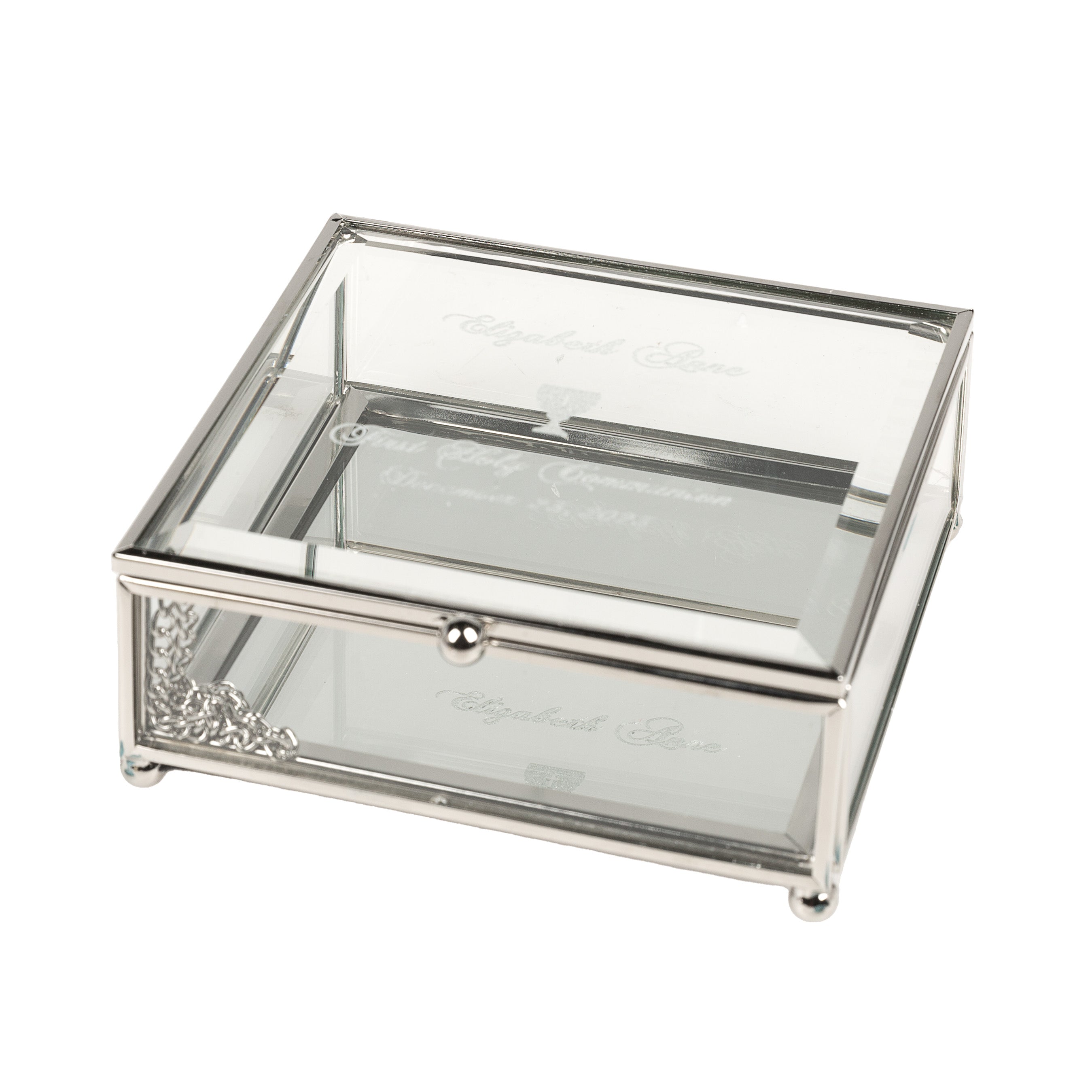 Personalized First Communion Glass Keepsake Box - 4.75 inch square