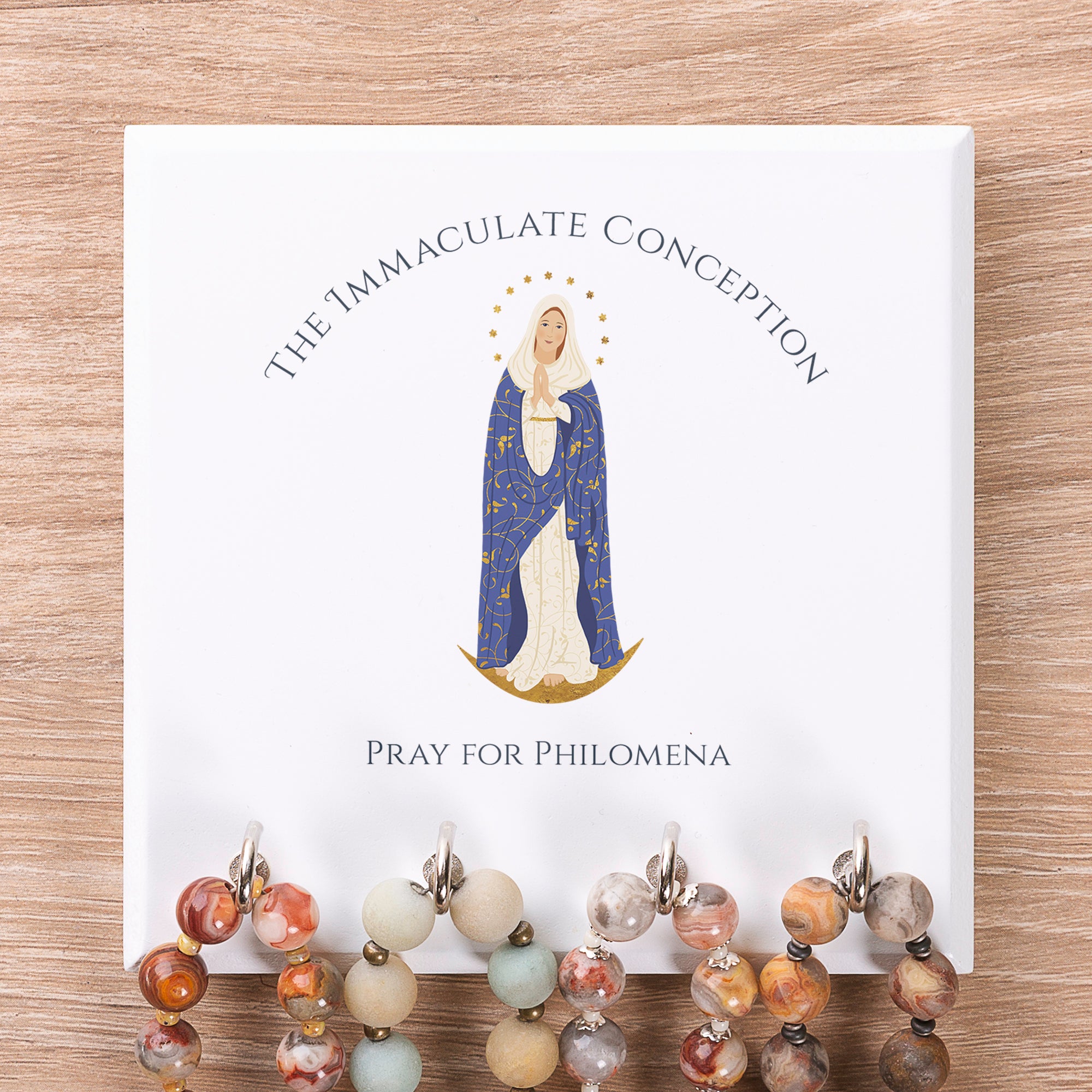 Personalized Immaculate Conception Rosary Rack