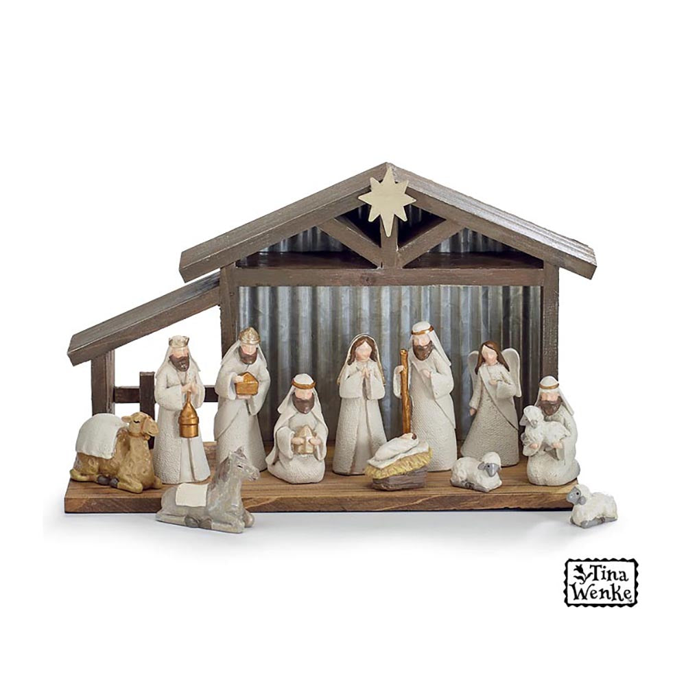 He Is Love Resin Nativity Set - 13 Pieces