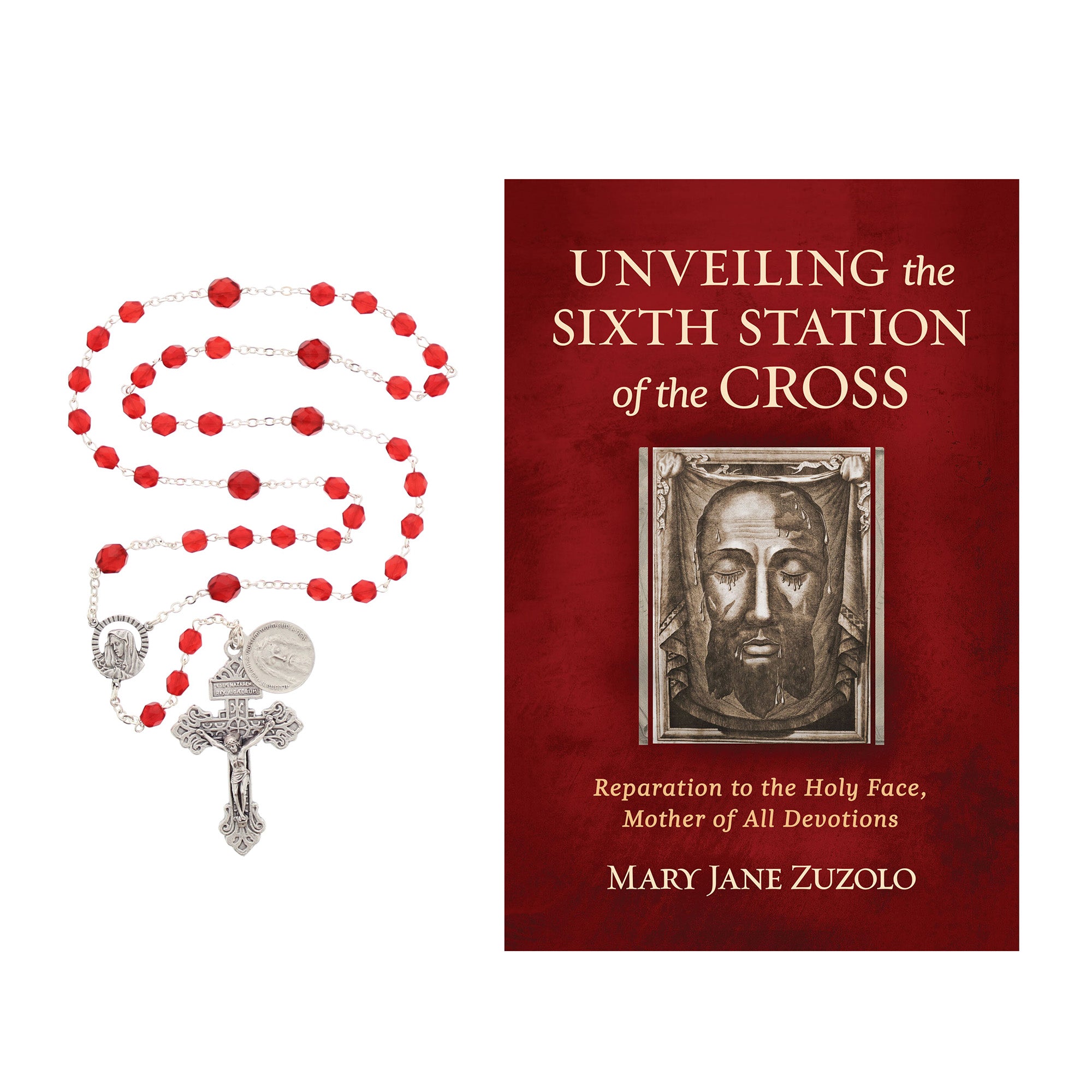 Holy Face Red Rosary & Unveiling the Sixth Station of the Cross (Gift Set)