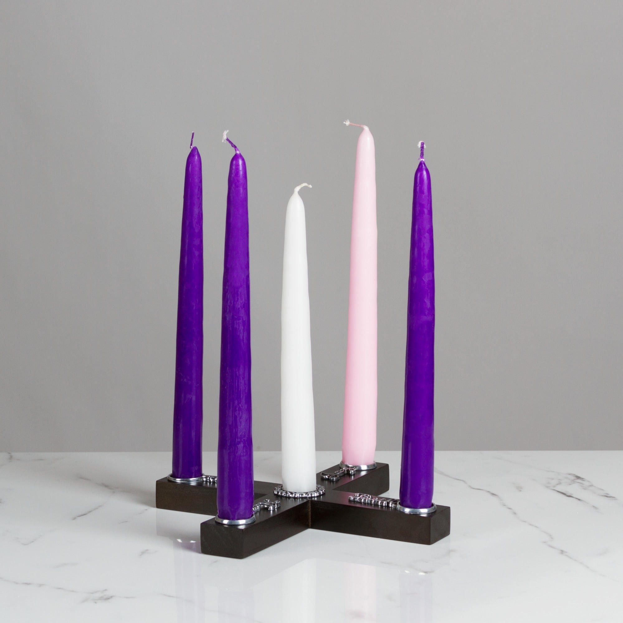 Joy, Faith, Hope and Peace Wood Cross Advent Wreath
