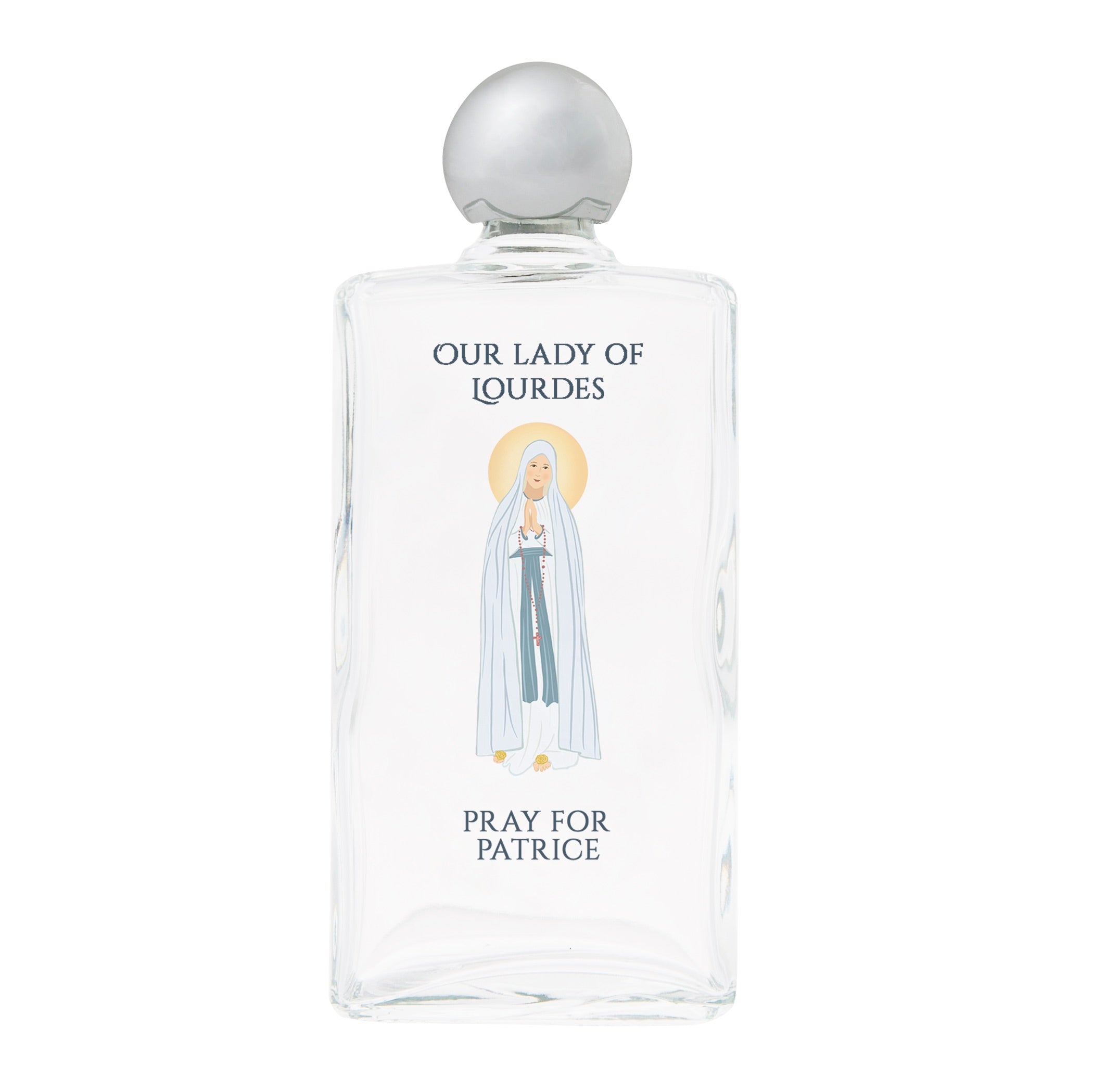 Personalized Our Lady of Lourdes Holy Water Bottle