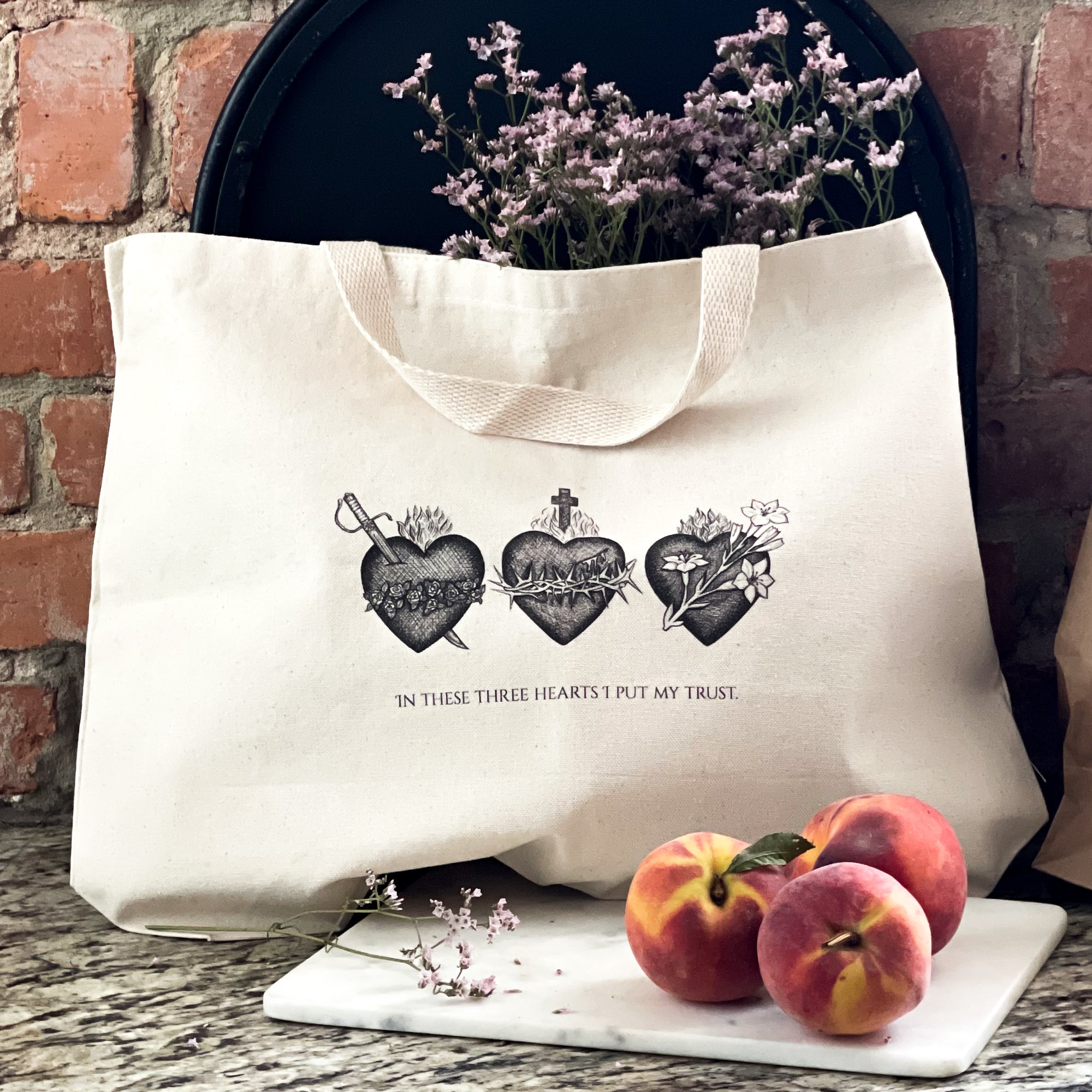 Three Hearts Canvas Tote