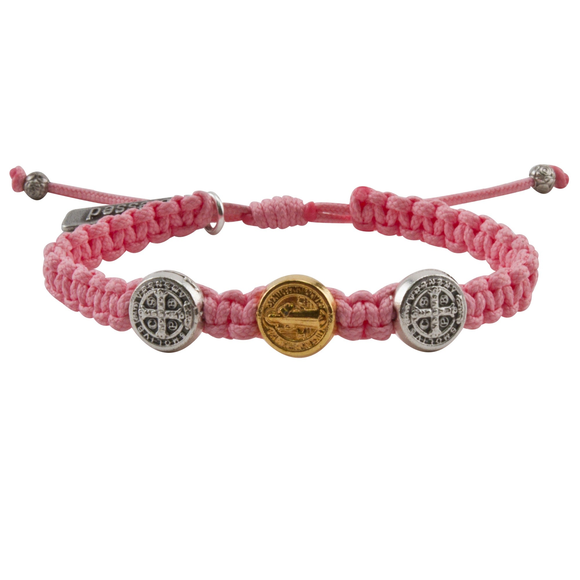 Benedictine Blessing Bracelet for Kids, Pink Macrame