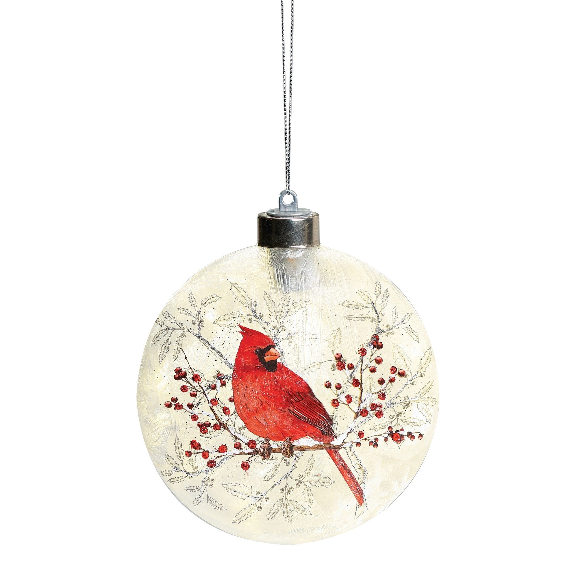 5" Round Glass Cardinal Ornament