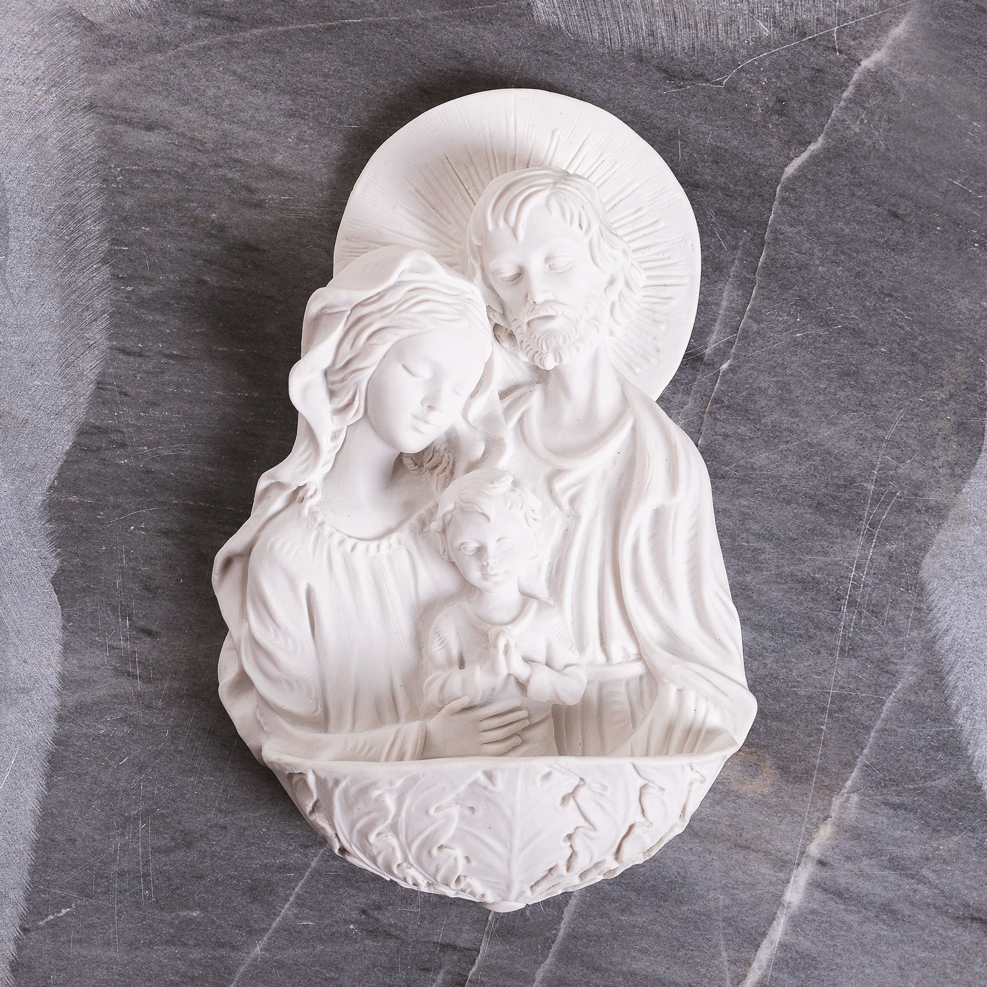 White Holy Family Holy Water Font