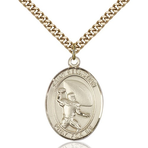 14kt Gold Filled St. Sebastian / Football Pendant w/ chain