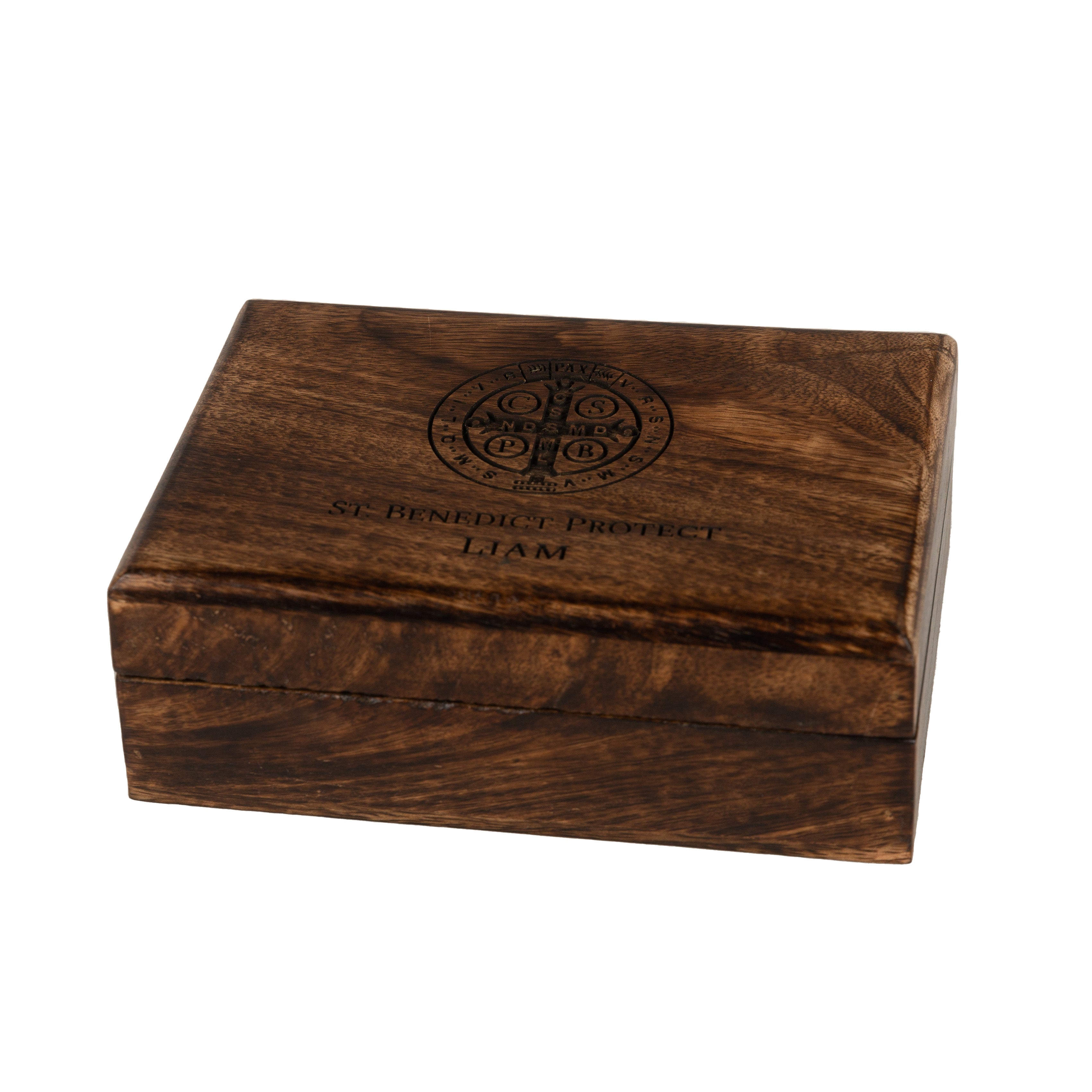 Personalized St. Benedict Wood Keepsake Box, 5x7