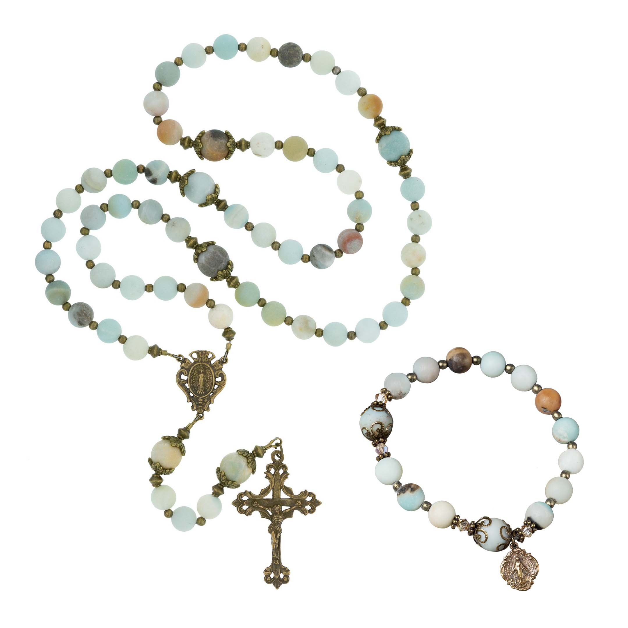 Amazonite Rosary & Rosary Bracelet Set