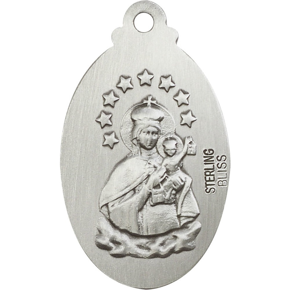 Sterling Silver Scapular Pendant 1 1/4 X 5/8"