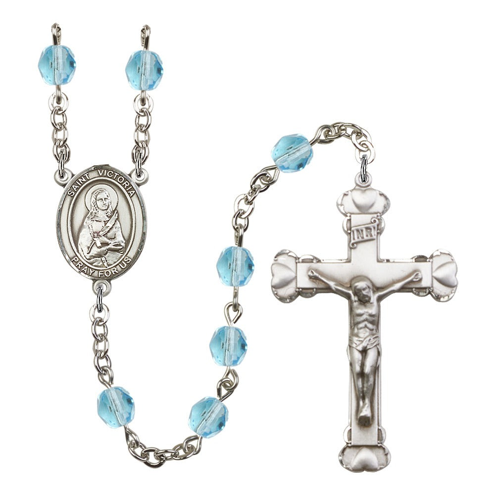 St. Victoria Aqua Blue March Rosary 6mm