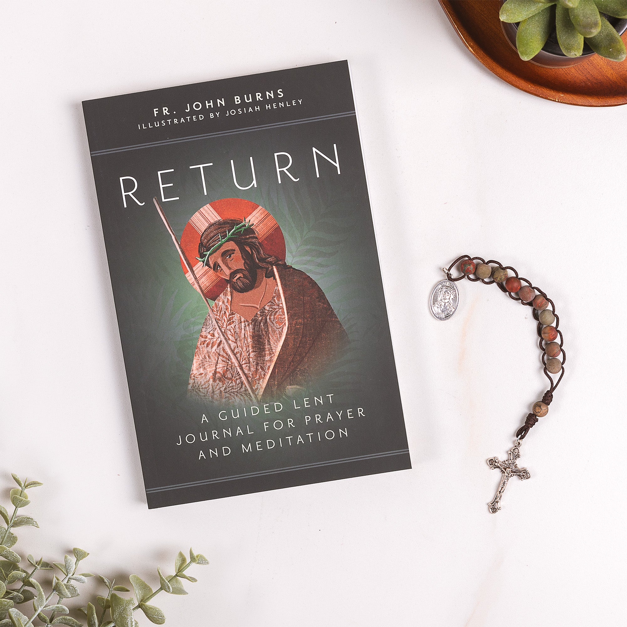 Return: A Guided Lent Journal for Prayer and Meditation & Ecce Homo Sacrifice Tenner Rosary (Gift Set)