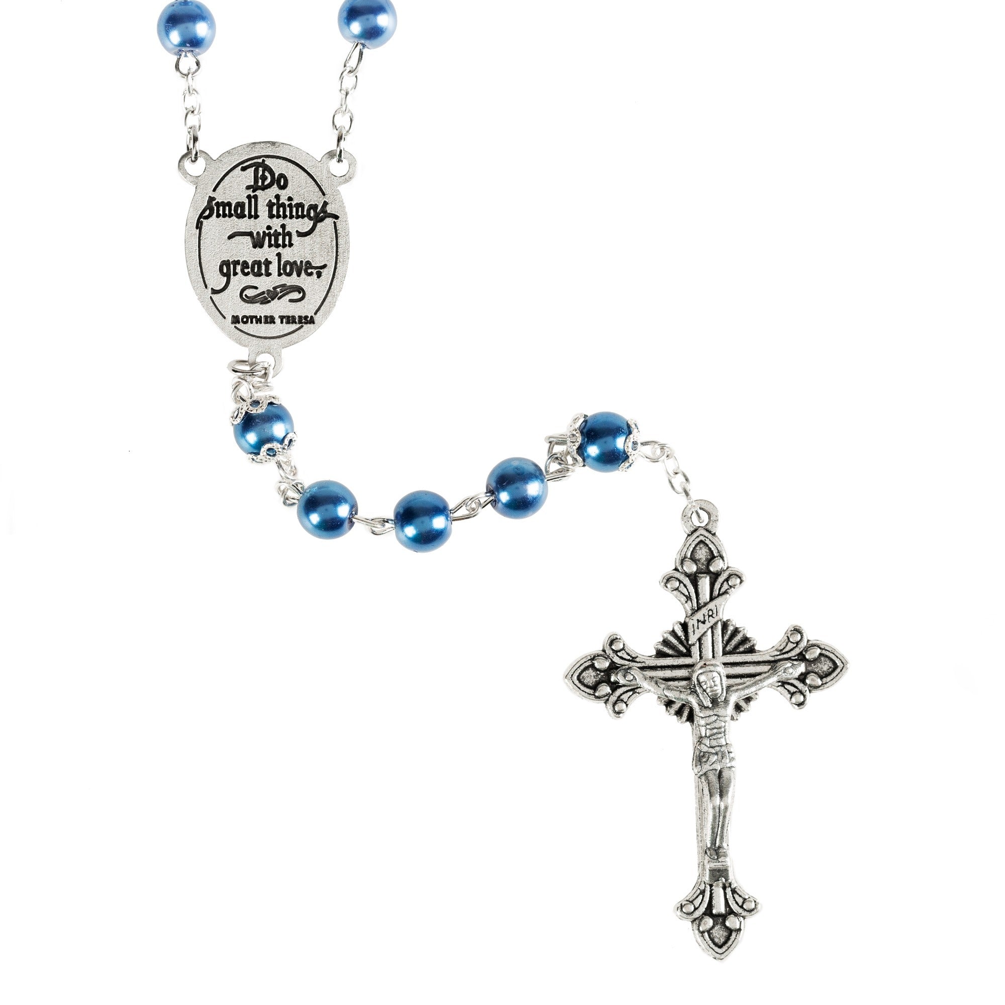 Blue Pearl Mother Teresa Rosary