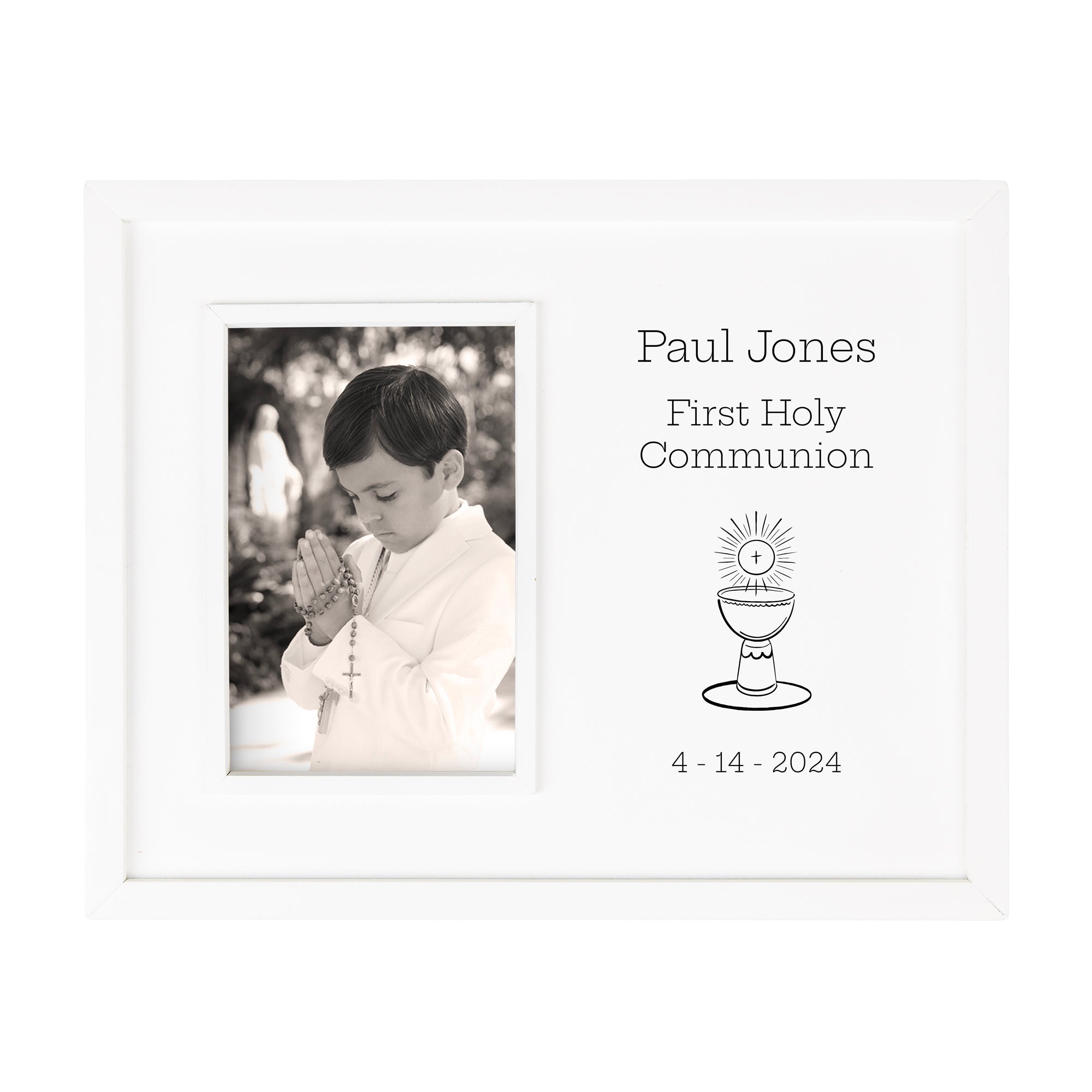 Personalized White Inset First Communion Frame - 9.5" x 12"