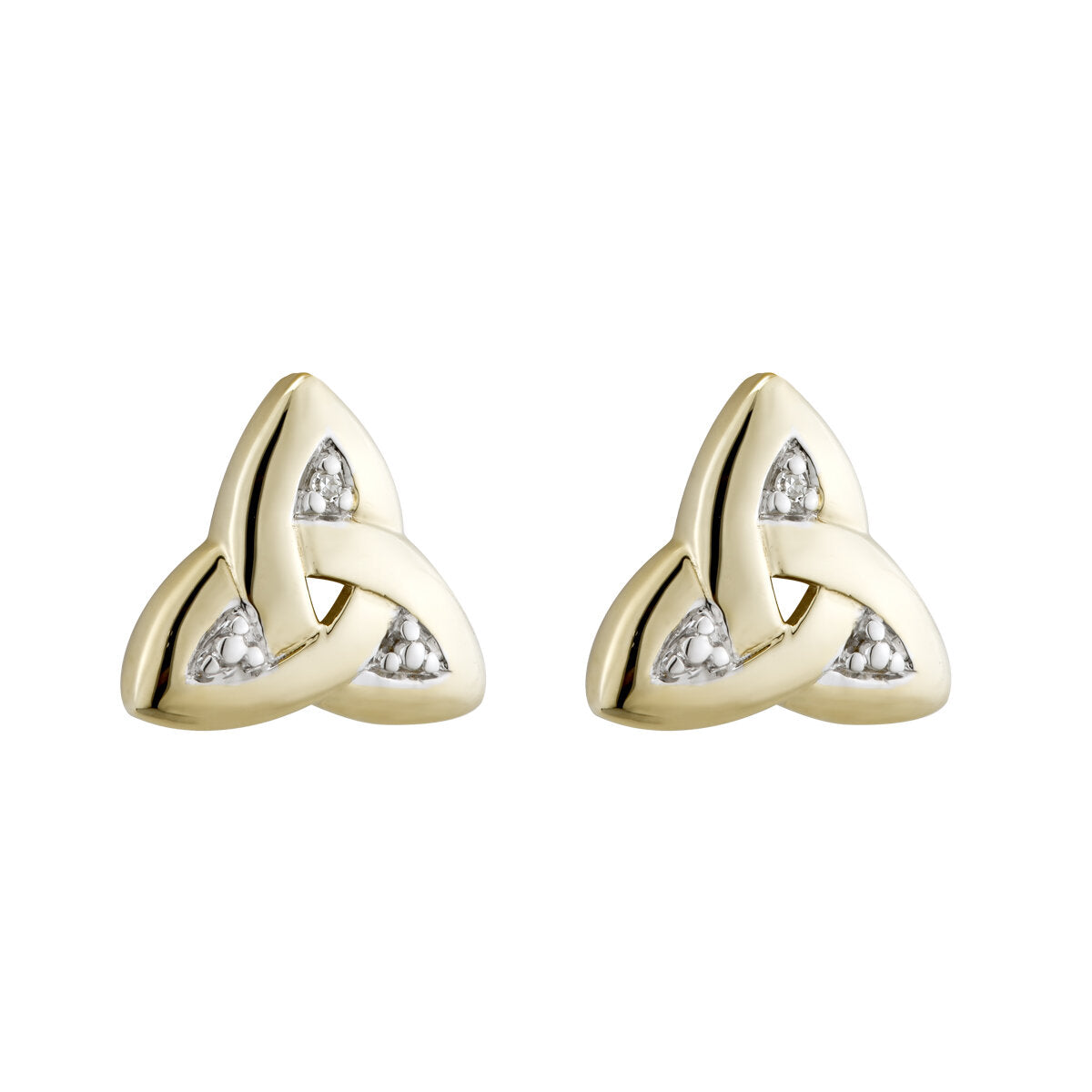 Diamond Trinity Knot Earrings in 14K Gold