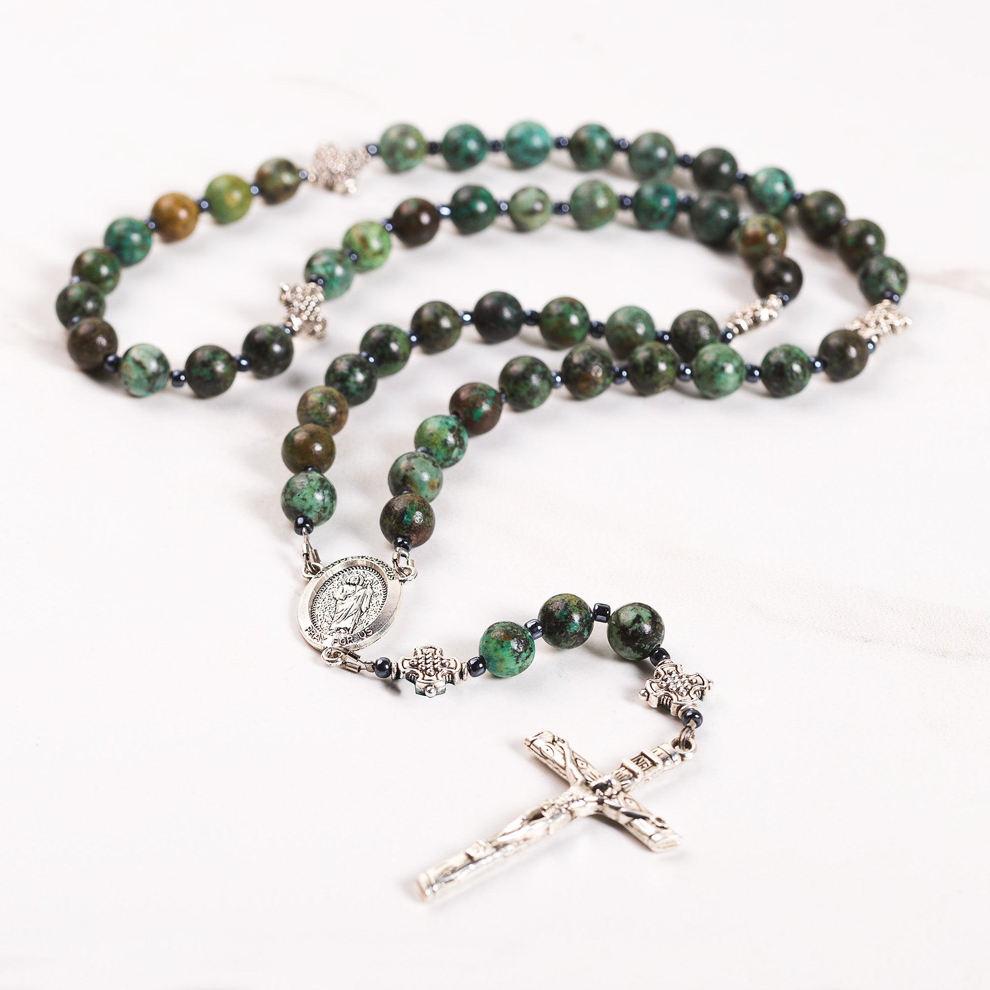 St. Jude African Pine Agate Rosary