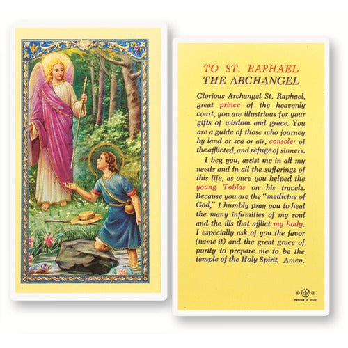 St. Raphael Laminated Prayer Card