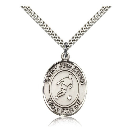 Sterling Silver St. Sebastian Soccer Pendant w/ chain