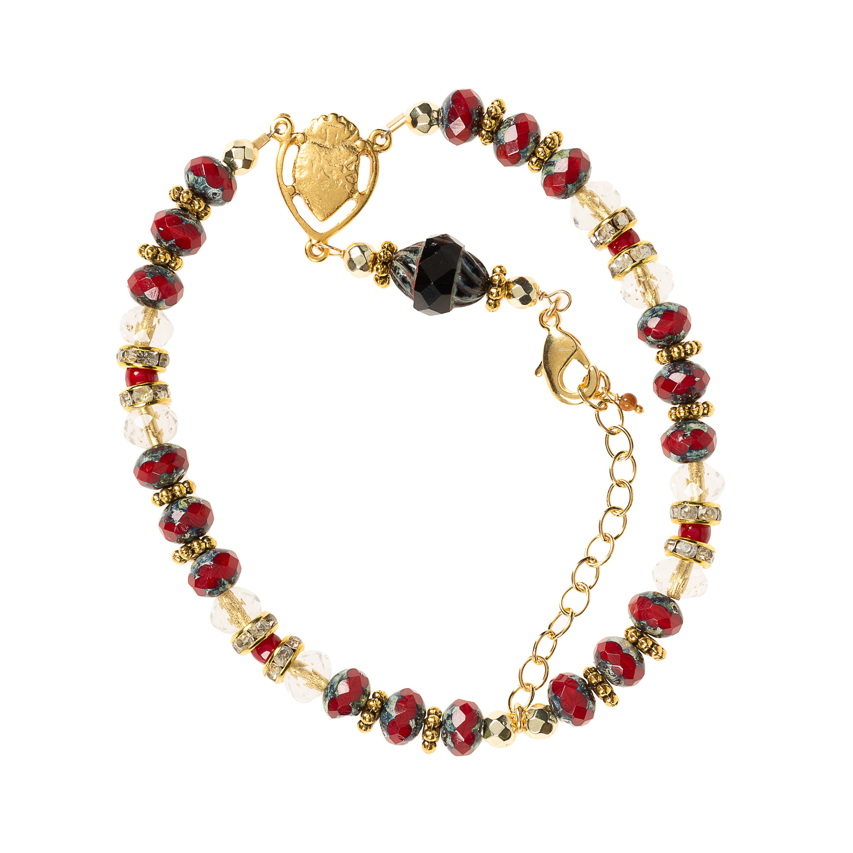 Sacred Heart & Precious Blood Crystal Bracelet