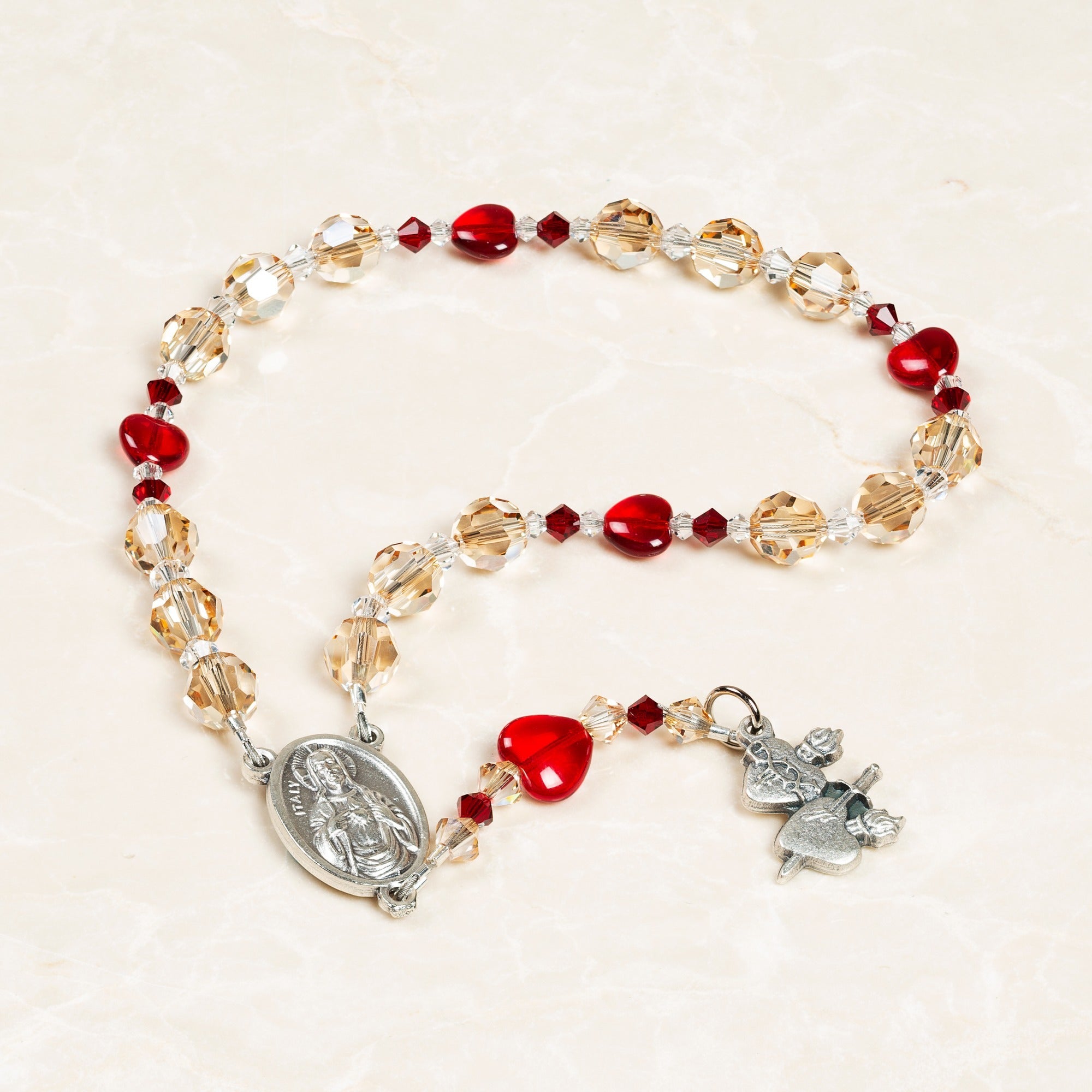 Swarovski Crystal Sacred & Immaculate Heart Chaplet