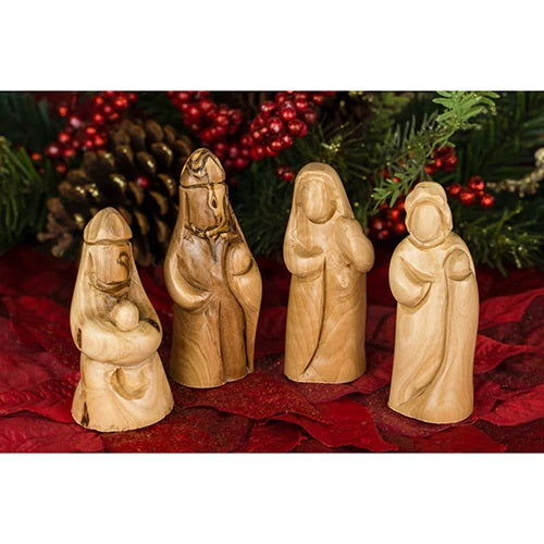 Contemporary Olive Wood Nativity Set - 12 Piece