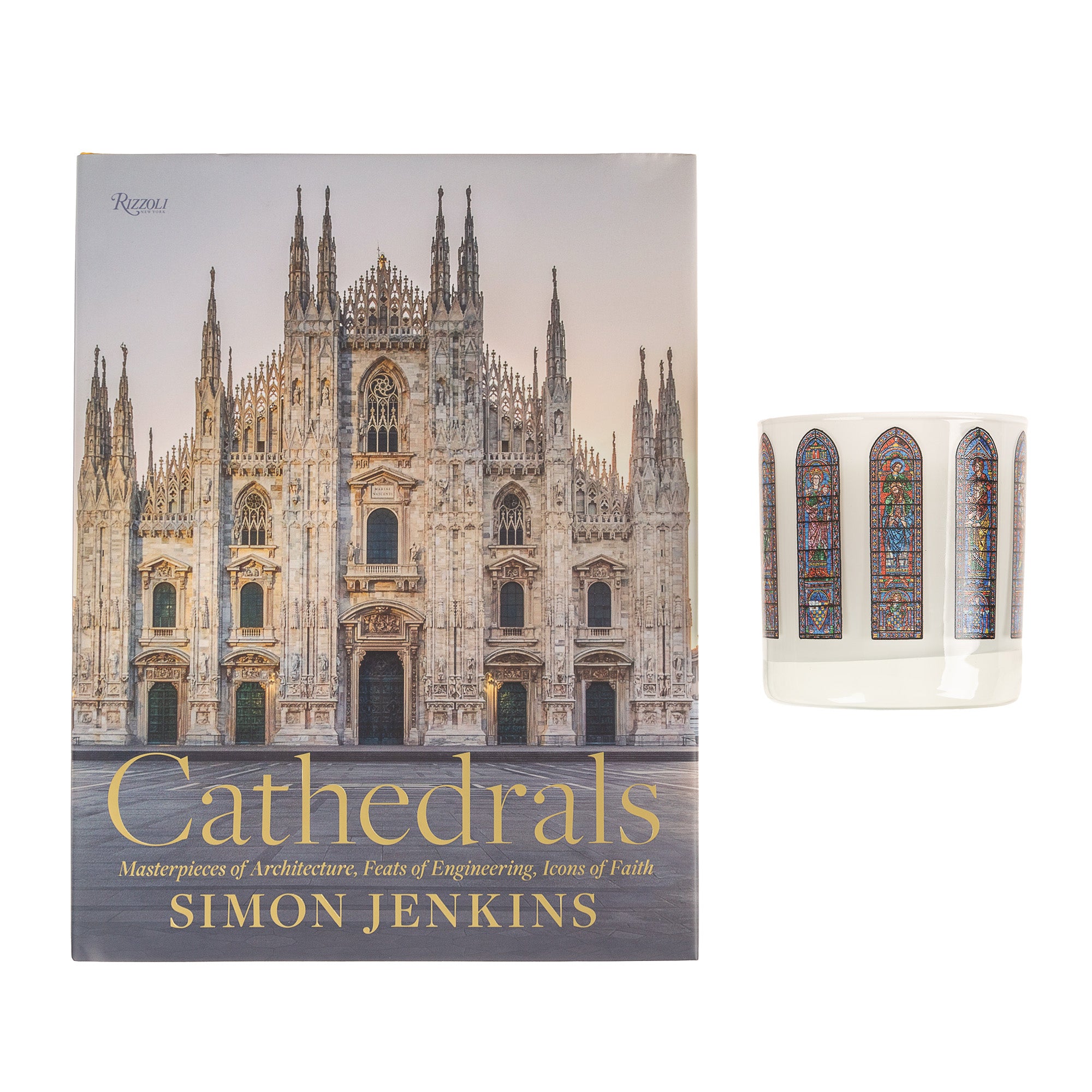 Cathedrals: Masterpieces of Architecture, Feats of Engineering, Icons of Faith Book & Chartres Cathedral Stained Glass Windows Candle (Gift Set)