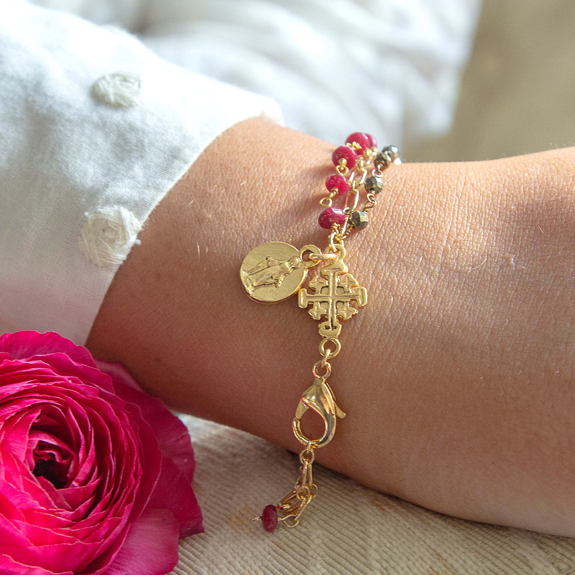 Three-Strand Ruby Marian Bracelet
